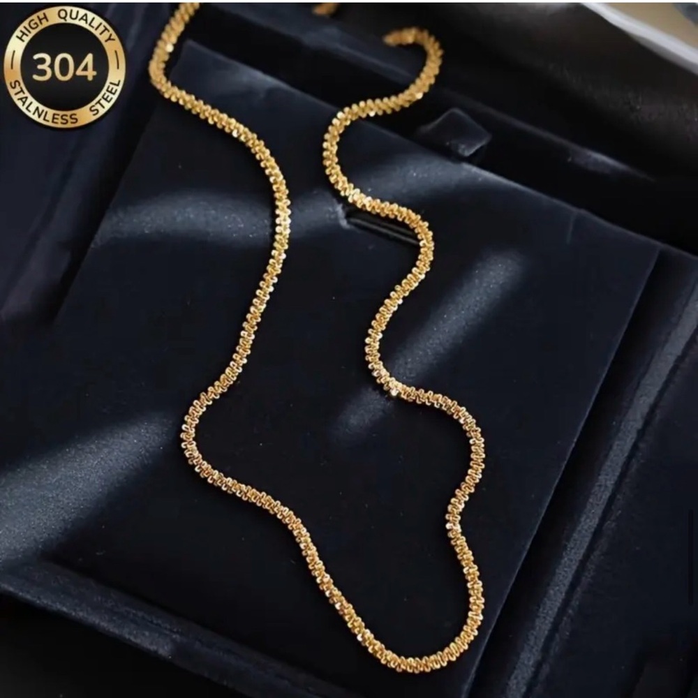 18K Gold Plated 304 Stainless Steel Twist Chain Necklace Elegant Women's Jewelry - Picture 8 of 13